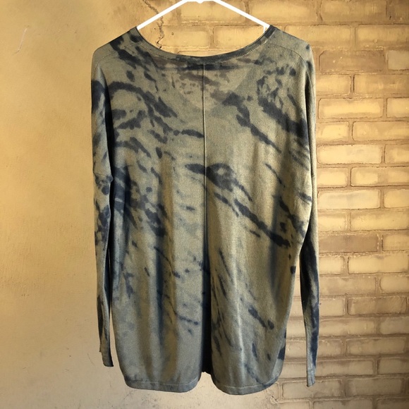 Kokun Boxy V Neck Army Thunder Print Green Tie Dye - Picture 5 of 7